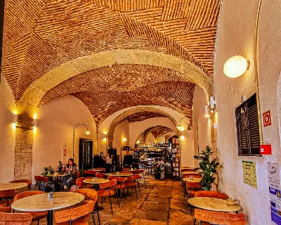 Interior seating at Dear Breakfast near Lisbon Cathedral