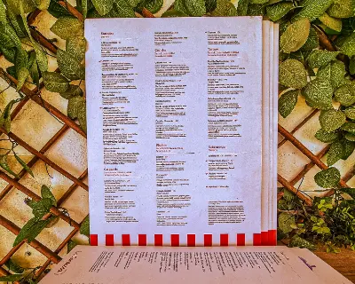 Menu at La Contessa in Cascais Portugal.